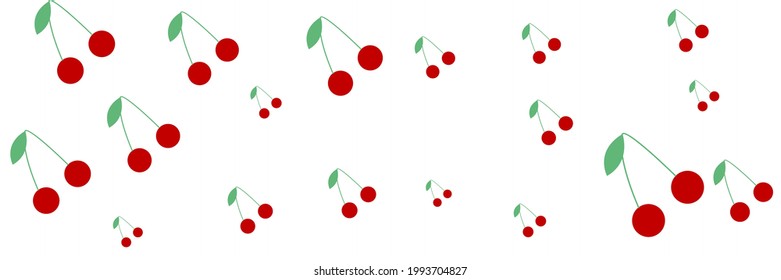 Muster Cute Vitamin Helle organische weiße gesunde, farbige Ornament. Green Repeat Frühjahr Sommer Retro Fruit Red Vintage Design Pic. Drucken Sie süße, schmackhafte Textilbeeren Kirschen Nachtisch-Tapete.