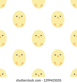 Pattern of cute yellow chickens with no background. Seamless.