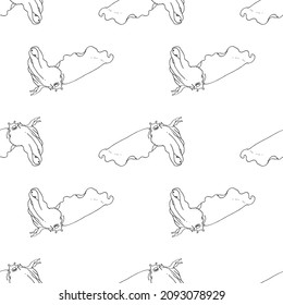 a pattern from a cuttlefish drawing. seamless pattern of cuttlefish marine animal sketch with tentacles side view, isolated black outline on white for design template