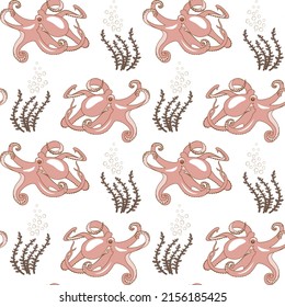 Pattern cuty octopus on ocean