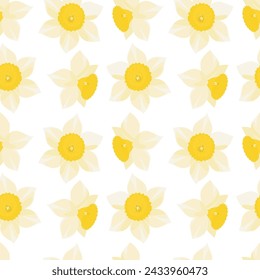 Pattern with daffodils on a transparent background