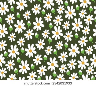 Es un patrón de margaritas y brotes de flores.