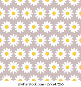 Pattern Daisy Flower On Brawn Background