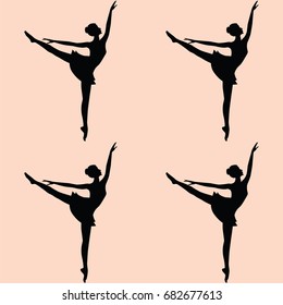Pattern dancer, female black silhouette - light background - art creative abstract vector illustration.