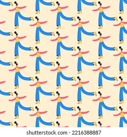 Pattern of a dancing girl. Can be used as a background.