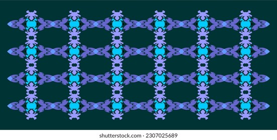 Pattern with dark blue and light blue motifs for fabric decoration