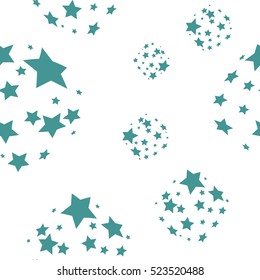 Pattern with dark blue stars. Seamless white background. Vector
