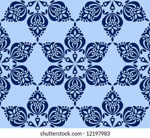 Pattern in dark blue tones on  blue background. Seamless  pattern.