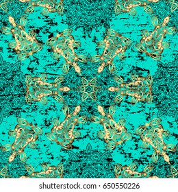 Pattern dark elements. Vector. Royal retro background. Floral classic texture. Design vintage for card, wallpaper, wrapping, textile. Dark template.