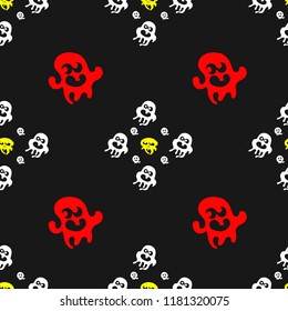 The pattern is dark holiday. Colorful spirits, fun Halloween ghosts.Vector illustration