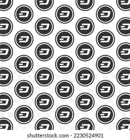 Pattern of Dash coin in white background with mini doodle (icons). Vector Illustration