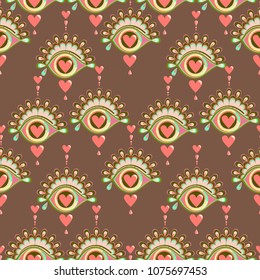 Pattern with decor eyes vector illustration.