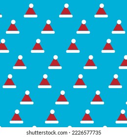 Pattern to decoration christmas new year and winter holiday, santa claus hat. Vector illustration. Winter holiday symbol, traditional season hat, merry christmas background
