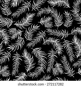 Pattern decoration. Consists of leaves, twigs, buds, wreaths. Black  background.