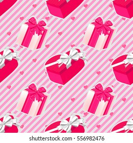 Pattern for the decoration of gifts on Valentine's Day. Vector illustration.