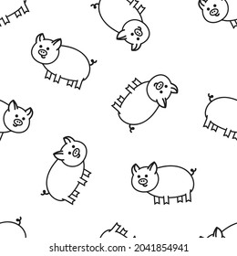 Pattern for decoration kids wrapping paper and fabric with piglets 