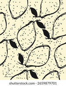 A pattern of decorative, delicious lemons on a light yellow background.
