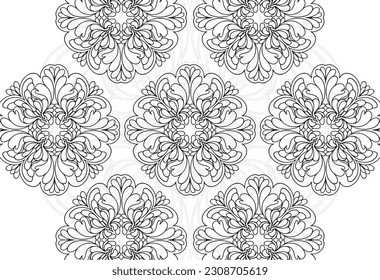 pattern decorative element abstraction circle background petals hand draw ornament ornamental