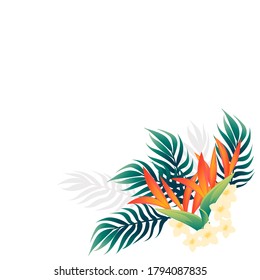 Patrón de flores decorativas Pájaro de elemento floral Paraíso para el jardín o flor maceta ilustración vectorial plana aislado en fondo blanco
