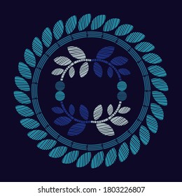 Pattern with decorative flowers. Design with manual hatching. Ethnic boho ornament. Textile. Vector illustration for web design or print.