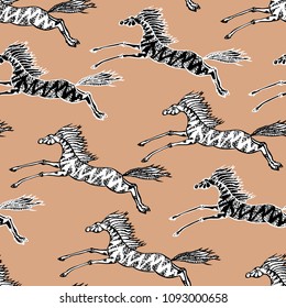 Pattern of the decorative galloping horses