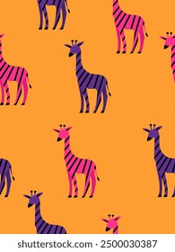 Muster dekorative Giraffen auf gelbem Hintergrund.
