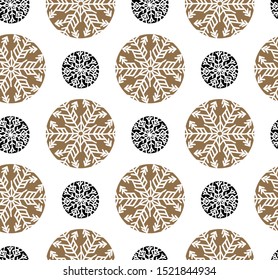 Pattern with decorative ornamental black and gold baubles hand drawn retro look- for wrapping paper 