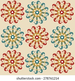 Pattern with decorative ornaments with fish tails 