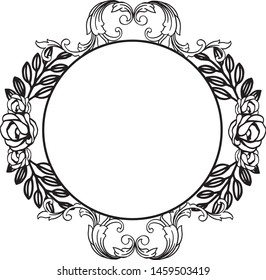 Pattern decorative of round rose flower frame. Vector