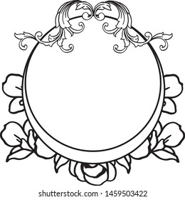 Pattern decorative of round rose flower frame. Vector