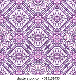 Pattern with decorative symmetric oriental ornaments. Vector seamless texture