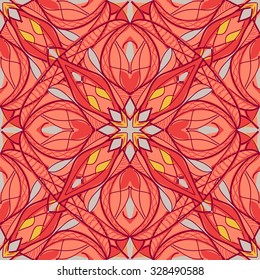 Pattern with decorative symmetric ornament. Vector seamless texture