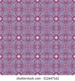Pattern with decorative symmetric ornaments. Vector seamless texture