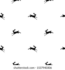 Pattern with deer. Black-n-white vector seamless pattern with silhouettes of running deer on white background. Vector 8 eps