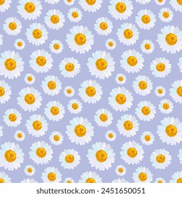 pattern with delicate daisies on a purple background