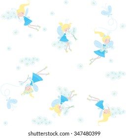 pattern delicate girls- butterflies and chamomiles