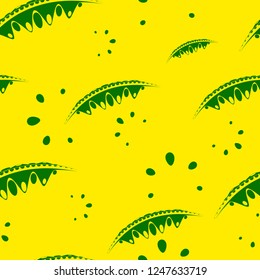 Pattern of delicate leaves and petals of garden plants in green and yellow colors. For paper, cloth or organic products.