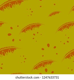 The pattern of delicate leaves and petals of garden plants in bright lemon and mustard colors. For paper, cloth or organic products.