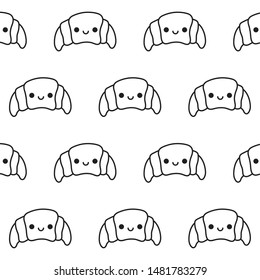 pattern of delicious croissant breads kawaii style