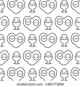 pattern of delicious eggs kawaii style