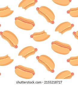 Pattern with delicious hot dog. Seamless pattern with hot hot dog. Vector illustration in cartoon style.