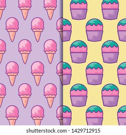 pattern of delicious ice creams