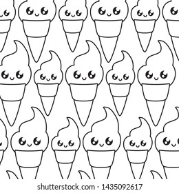 pattern of delicious ice creams in cone kawaii