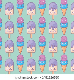 pattern of delicious ice creams kawaii style