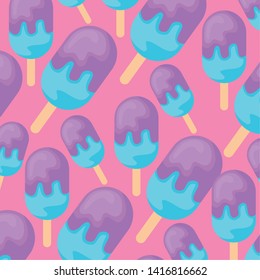 pattern of delicious ice creams in stick