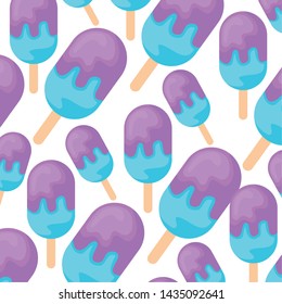 pattern of delicious ice creams in stick