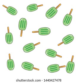 pattern of delicious ice creams in stick