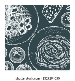 pattern of delicious italian food