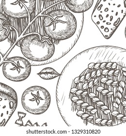 pattern of delicious italian food