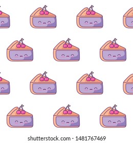 pattern of delicious sliced cakes kawaii style